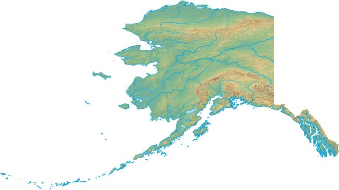 This Alaska map page features a relief map of Alaska.